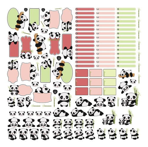 Imagem 3 de 3 de Etiquetas Escolares Panda Personalizadas 138un