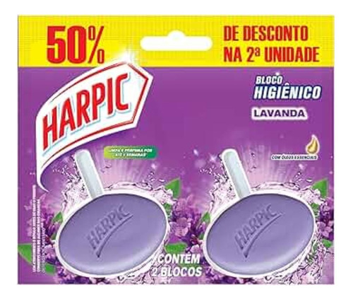 Bloco Sanitário Sólido Harpic 26g Lavanda  50% Off Na 2° Un