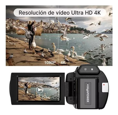 Videocámara Dv 4k 60 Fps 3.0 Pulgadas 18x Visión Nocturna Color Negro