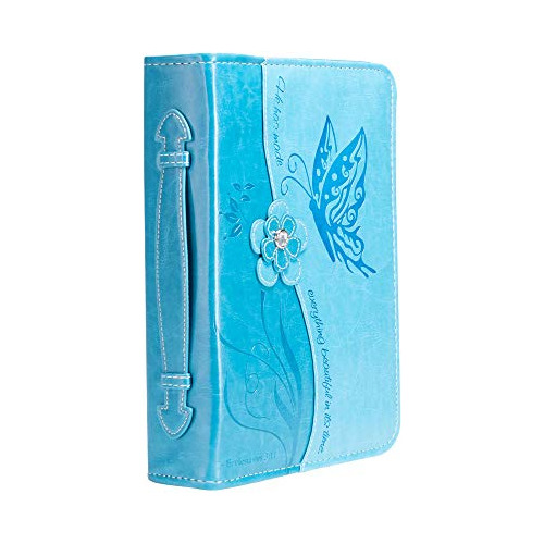 Funda De Biblia Mariposa Azul Teal (l)