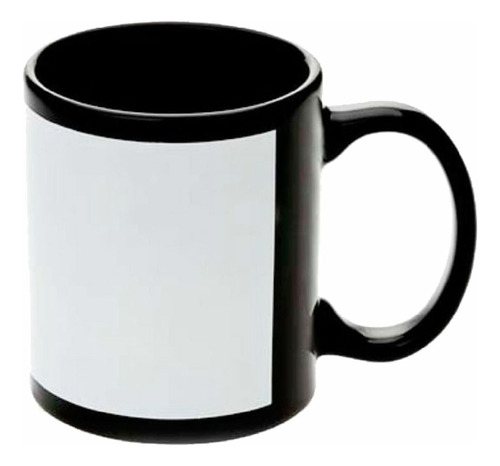 Mug Para Sublimar Color Negro Con Recuadro Blanco 6 Unidades