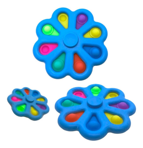 Imagen 1 de 7 de Pop It Spinner Flor 2 En 1 Antiestres Bubble 8 Puntas