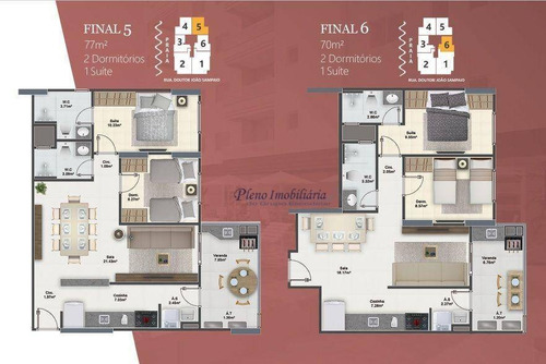 Imagem 12 de 30 de Apartamento Com 2 Dormitórios Sendo 1 Suíte, À Venda, 77 M² Por R$ 515.000 - Vila Guilhermina - Praia Grande/sp - Ap1022