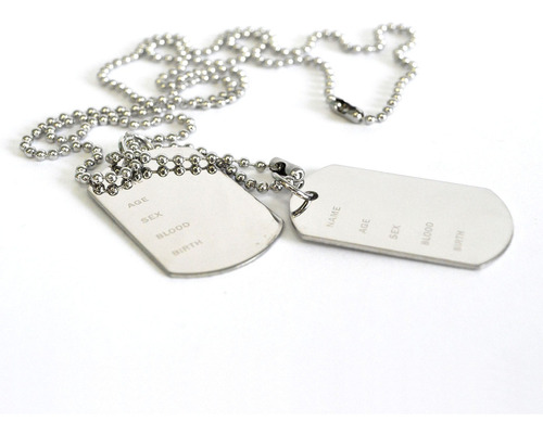 Colar Corrente Aço Militar Dog Tag Exército Dupla