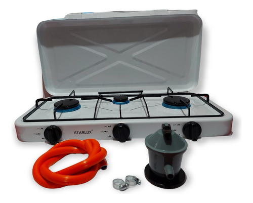 Cocinilla Encimera 3 Platos Tapa Camping Regulador Manguera