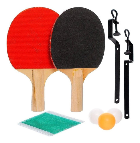 Kit Ping Pong Tênis Mesa 2 Raquetes 3 Bolinhas Rede Suporte