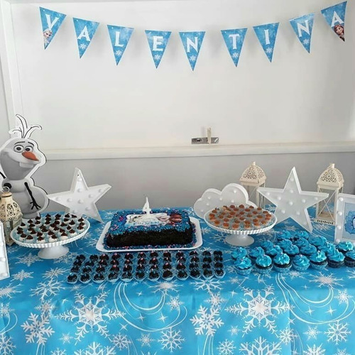 Tnt Estampado Flocos Neve Frozen Decoração 1,4m X 5 Metros