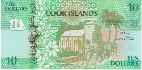 Cédula Ilhas Cook - 10 Dólares 1992 Fe - Rarotonga (Usado)