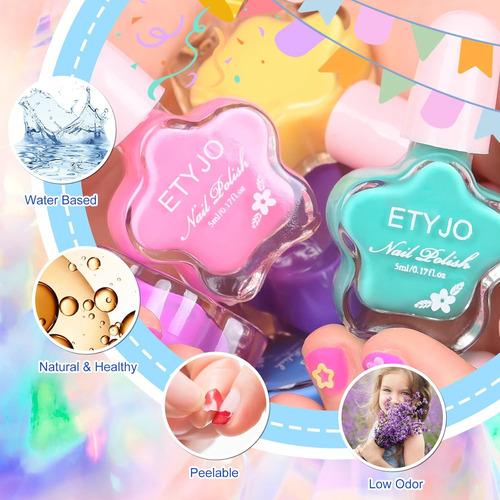 Juego De Esmaltes De Uñas Para Niños, No Tóxicos, A Base De