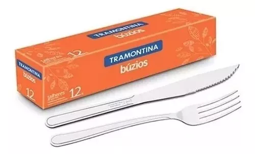 Kit 24 Talheres Tramontina 12 Facas + 12 Garfos Preto - EDKAZA COMERCIO DE  VARIEDADES LTDA