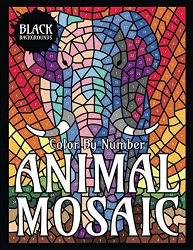 Book : Animal Mosaic Color By Number (black Backgrounds) -.