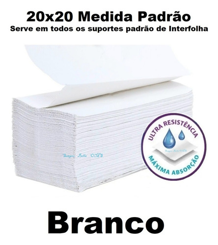 Papel Toalha Branco Interfolhado De Secar As Mãos Banheiro 5 Pacotes