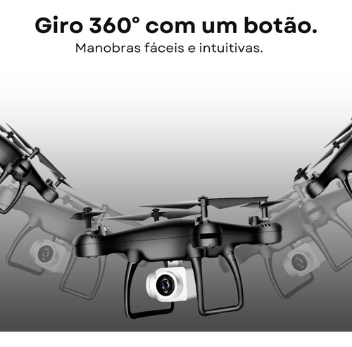 Mini Drone X54 Com Câmera 4K HD Cor Preto Wi-fi Conexão 2.4ghz 1 Bateria Manobras Aéreas Proteção de Hélice Peças Reserva Anti Colisão Quadcopter Esportivo