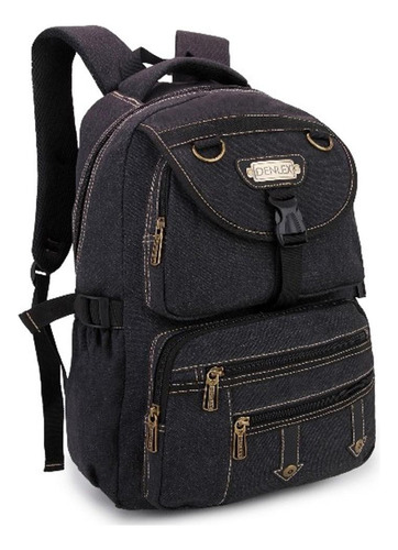 Mochila Unissex Costas Lona Canvas Tam G Faculdade Notebook