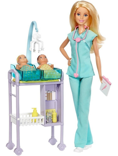 Barbie Doctora Pediatra Gemelitos Bebe Juegos Médicos  Dhb63