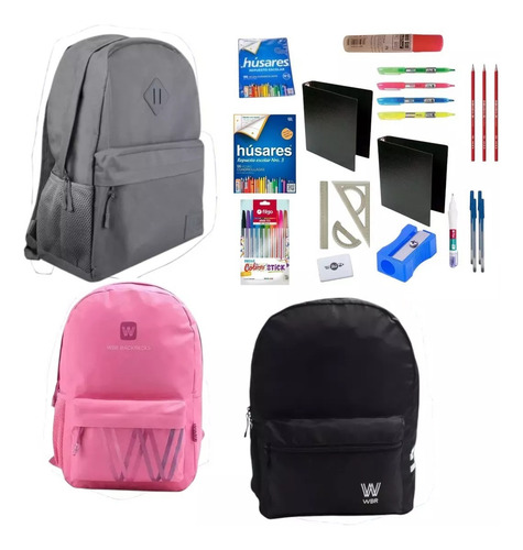 Kit Combo Escolar Nivel Secundario Utiles Escolares+ Mochila