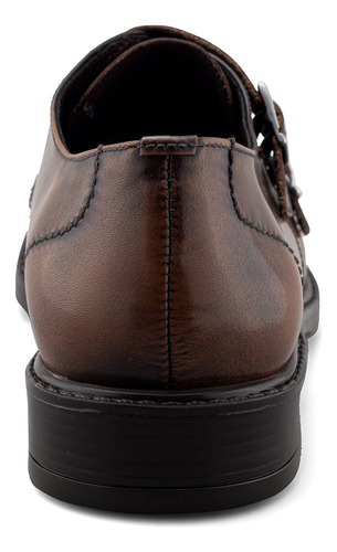 Zapato Monkstrap De Piel Café Para Hombre Con Doble Hebilla