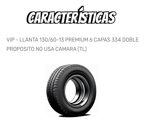 Llanta Trasera Para Motoneta 130/60-13 Doble Propósito 6 Cap