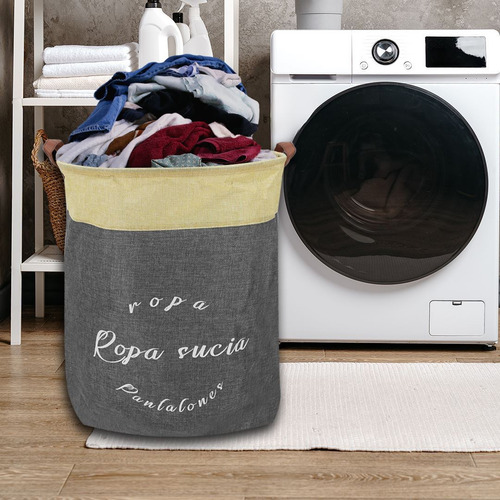 Canasto Cesto Para Ropa Plegable Tela Canasto Organizador Color Gris