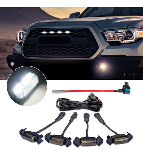 Muhevnee Led Lights 4pcs Front Grille Raptor Lamps Accesorio