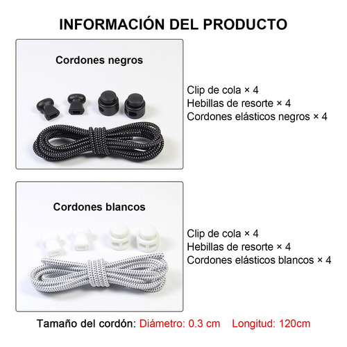 4 Pares Agujetas Elasticas, Cordones Elásticos Tenis