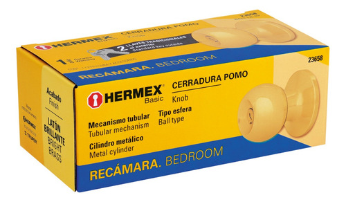 Cerradura De Bola Tubular Dorada Hermex (23658)