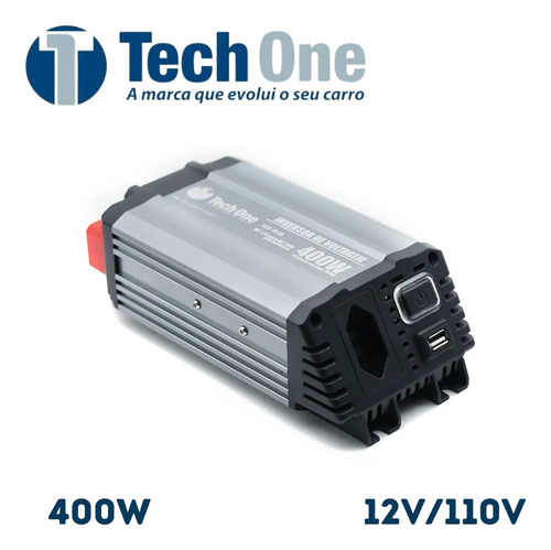 Inversor De Voltagem 400w 12v Para 110v Techone Usb E Tomada