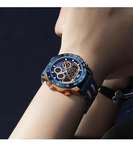 Reloj Naviforce Correa De Goma De Alta Calidad Dual Relojes