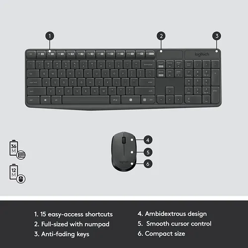 Logitech Mk235 Combo De Teclado Y Mouse Inalámbricos Para Ve