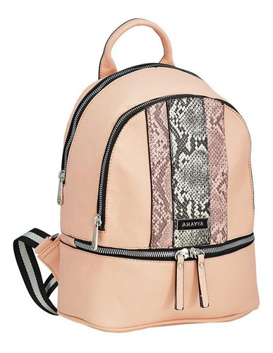 Imagen 3 de 10 de Mochila Amayra Mujer Simil Cuero Dama Urbana Combinada Pp