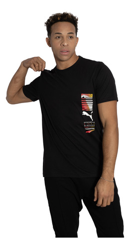 Remera Puma Graphics Multicolor Sportstyle Hombre Moda Negro