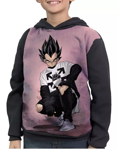 Blusa De Frio Moletom Canguru Com Capuz Desenho Vegeta