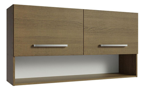 Madesa G251085ZEM Armário Aéreo Cozinha 105cm 2 Portas 1 Nicho Emilly Cor Rustic