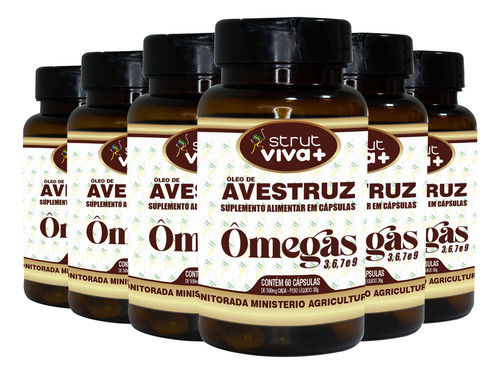 6x Oleo D Avestruz Strut Original Omega3 6 7 9 Hf Suplements