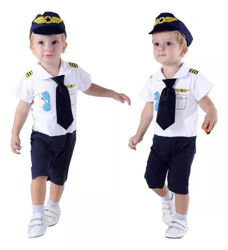 Uniformes de piloto de avión para niños, disfraces de Cosplay de