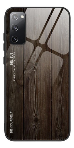 For Samsung Galaxy S20fe Grain Carcasa De Madera De Cristal