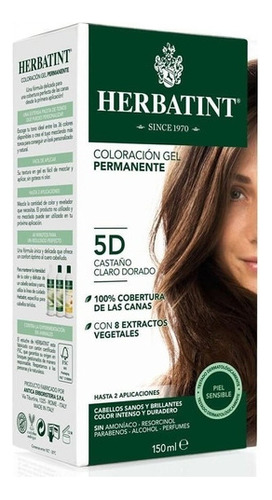 Kit Tinte Herbatint  Tintura Permanente Tintura Permanente 5d - Castaño Claro Dorado Herbatint tono 5d castaño claro dorado 10Vol. para cabello x 150mL