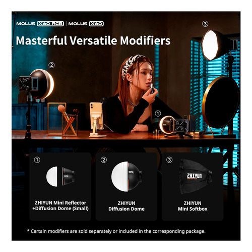 Zhiyun Molus X60 Rgb Pro Kit Luz De Video Cob Portatil 60w