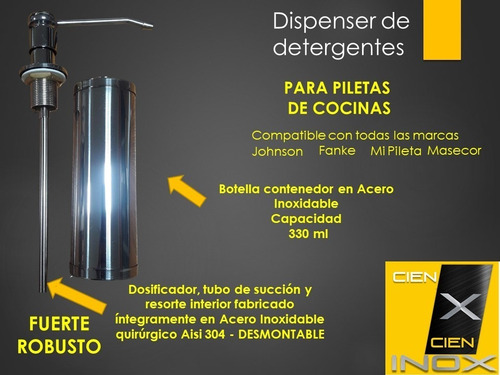 Dosificador Detergente Premium 100 % Acero Inoxidable-carga Superior -apto Johnson -mi Pileta Marcas + Envio + 6 Cuotas