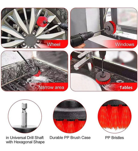 Limpieza Carro Hogar Set Cepillos For Taladro 18 Piezas