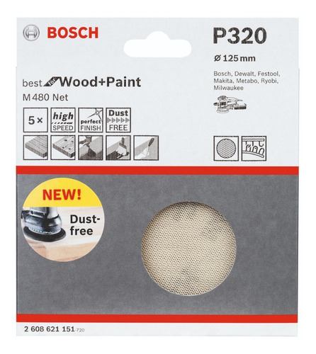 Imagen 2 de 4 de Lija Excéntrica Autoadherente 125mm. Bosch G320 X5u.