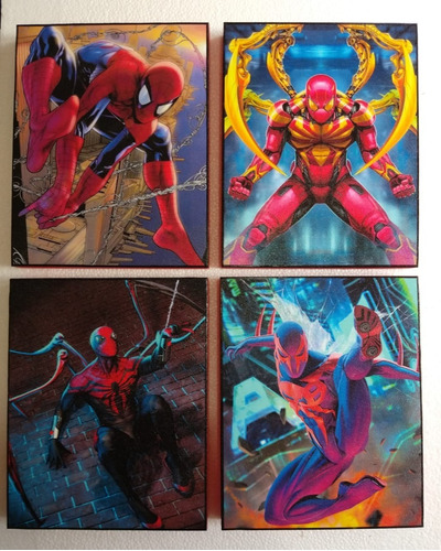 Spiderman Evolución Cuadros Decorativos Set De 4 Piezas