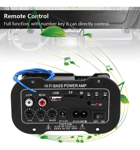 Amplificador Digital Para Auto Estéreo Bluetooth De 5 In