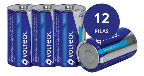 Blíster Con 12 Pilas Baterias Alcalinas Tamaño D, Volteck