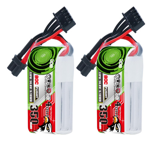 Coddar 2 Paquetes 4s 350mah Lipo 14,8v 80c Bateria Lipo Con 