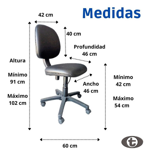 Silla De Escritorio Ergonómica Negra Sin Apoyabrazos