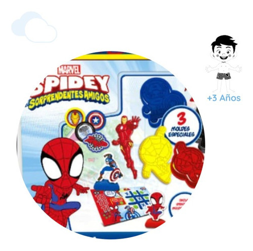 Imagen 4 de 5 de Set De Arte C/masas Accesorios Spiderman Hombre Araña Spidey Color Multicolor