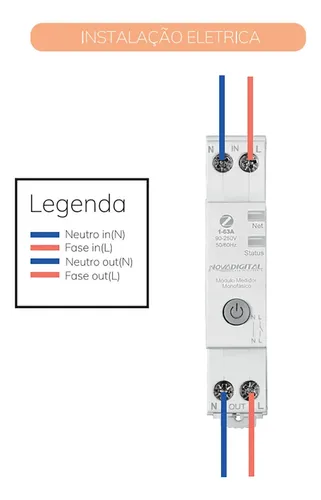 Medidor de Energia NovaDigital MS-63A Monofásico com ZigBee para