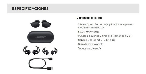 Imagen 5 de 5 de Audífonos in-ear inalámbricos Bose Sport Earbuds triple black