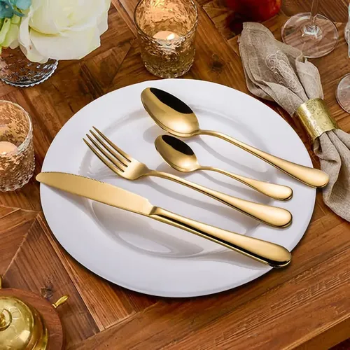 Kit 24 Faqueiro Dourado Luxo Talheres Com Maleta Premium - R$ 47